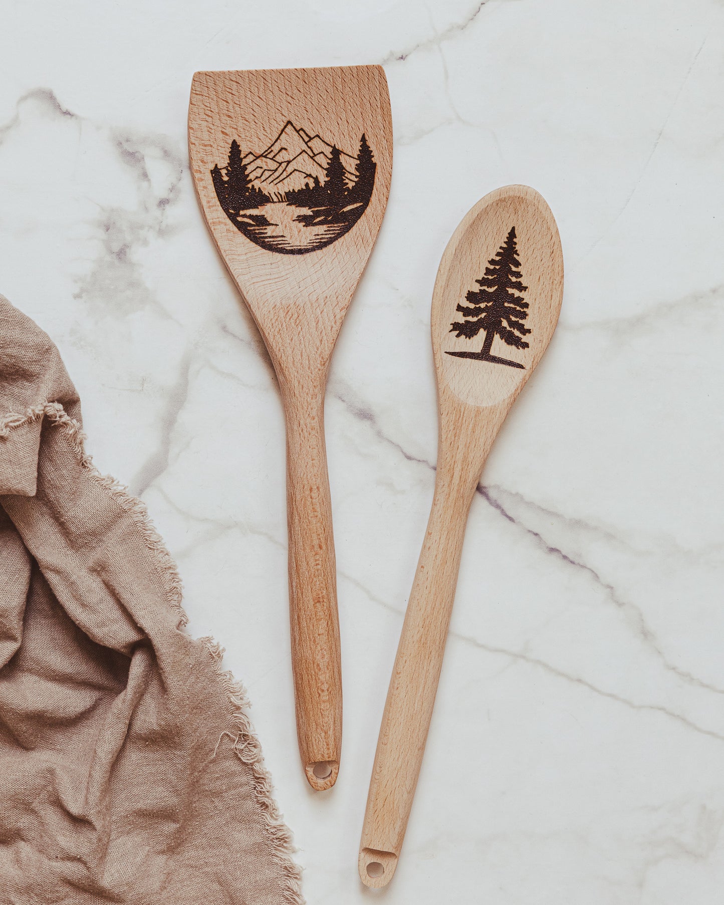 Hand Burned Wooden Spoon - Tree - PREORDER