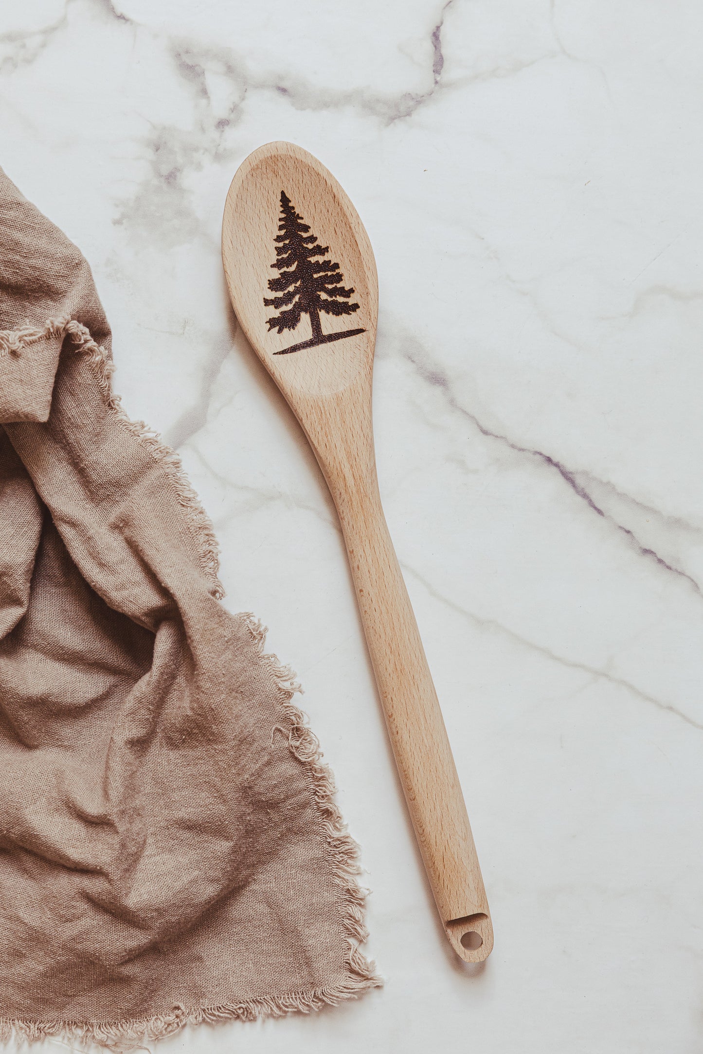 Hand Burned Wooden Spoon - Tree - PREORDER