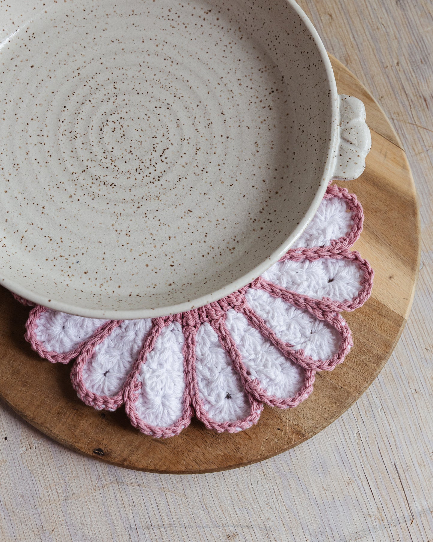 Cotton Pot Holder - Coral Flower