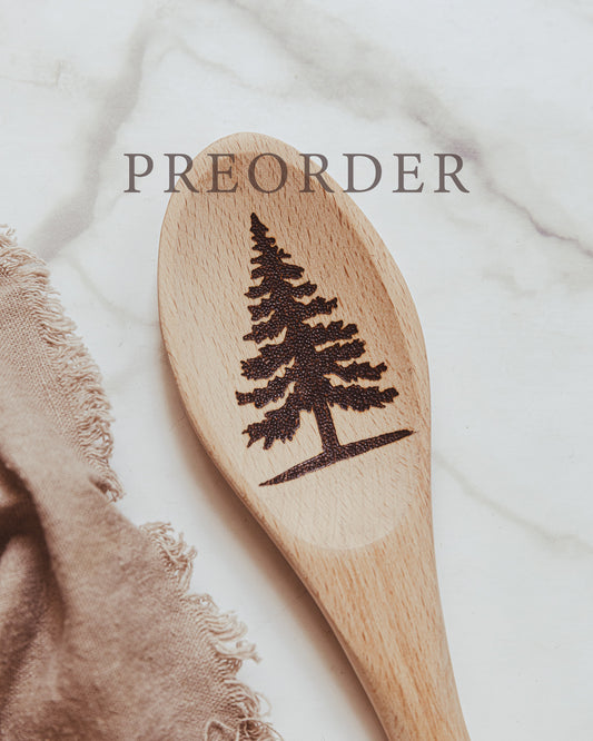 Hand Burned Wooden Spoon - Tree - PREORDER