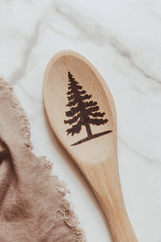 Hand Burned Wooden Spoon - Tree