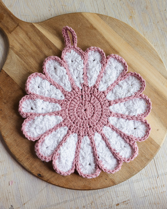 Cotton Pot Holder - Pink Flower