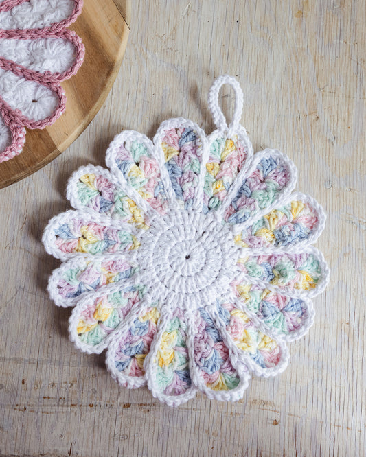 Cotton Pot Holder - Pastel Flower